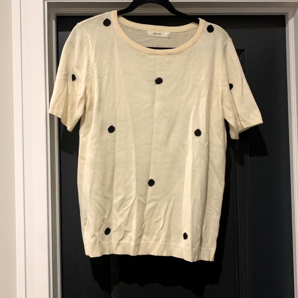 Short Sleeve White Sweater Shirt